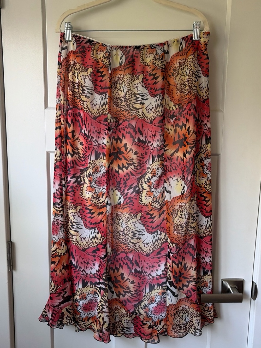 Notations Floral Chiffon Maxi Skirt - Pink Orange Yellow